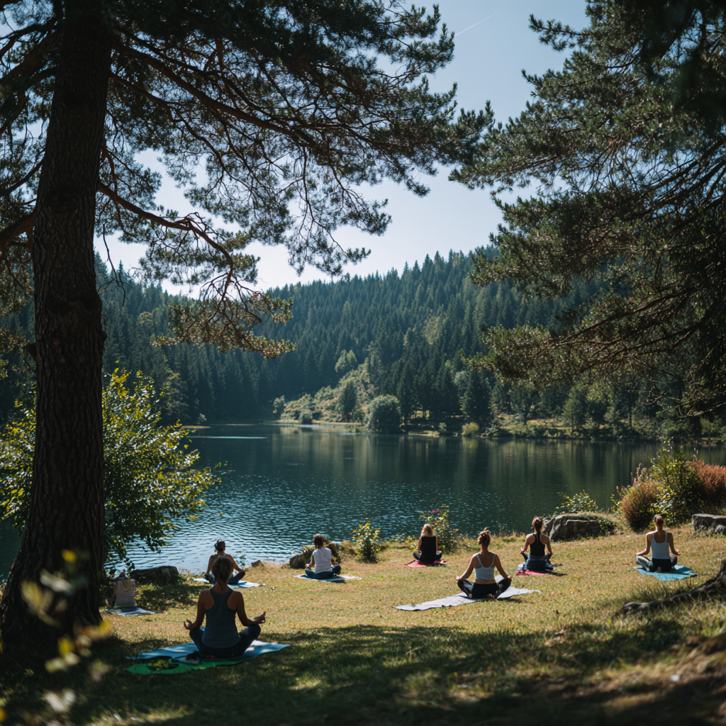 Йога поза на заході сонця